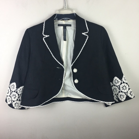Robert Rodriguez black linen embroidered blazer - Picture 3 of 9